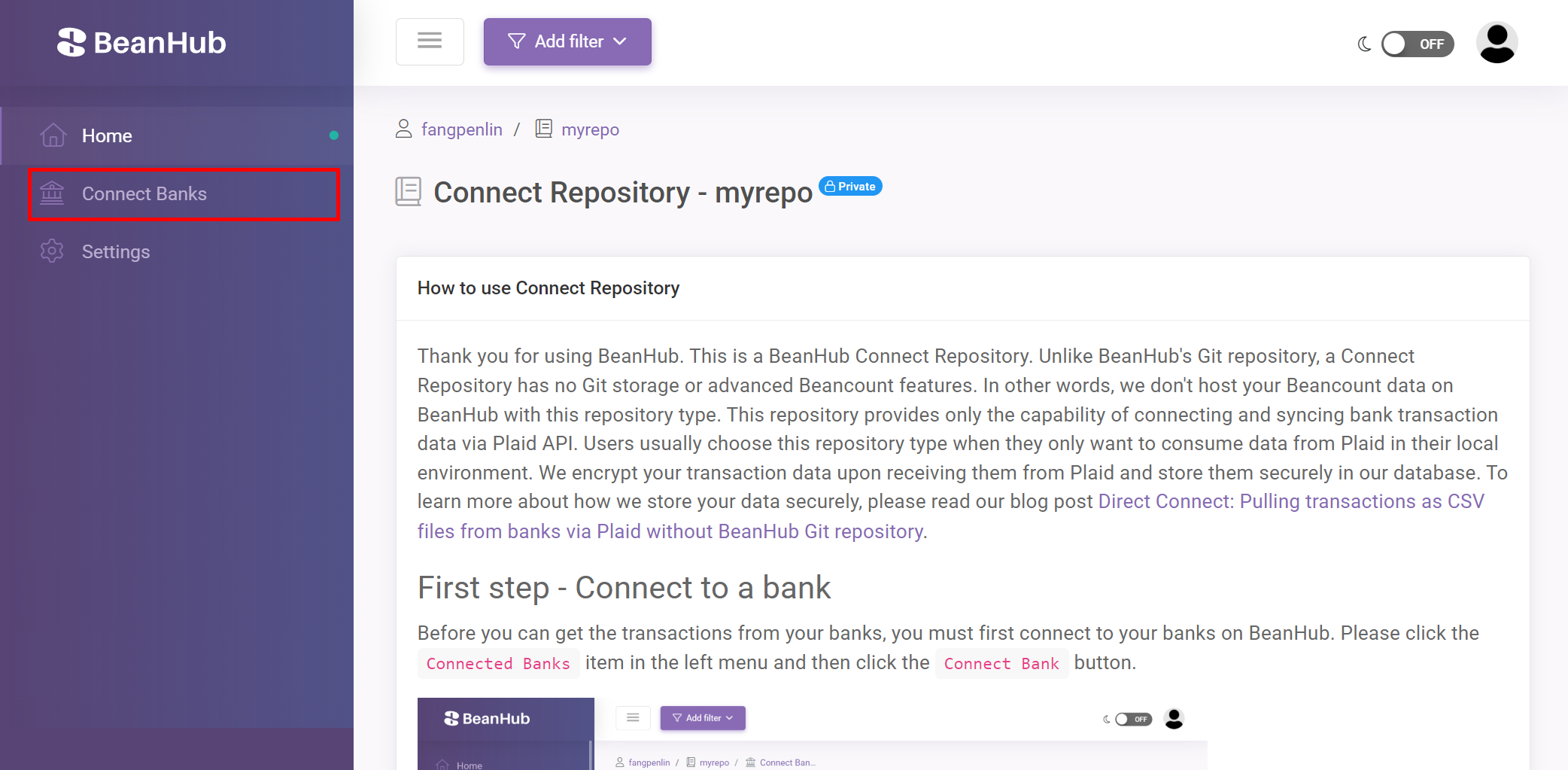 Screenshot of repository home page